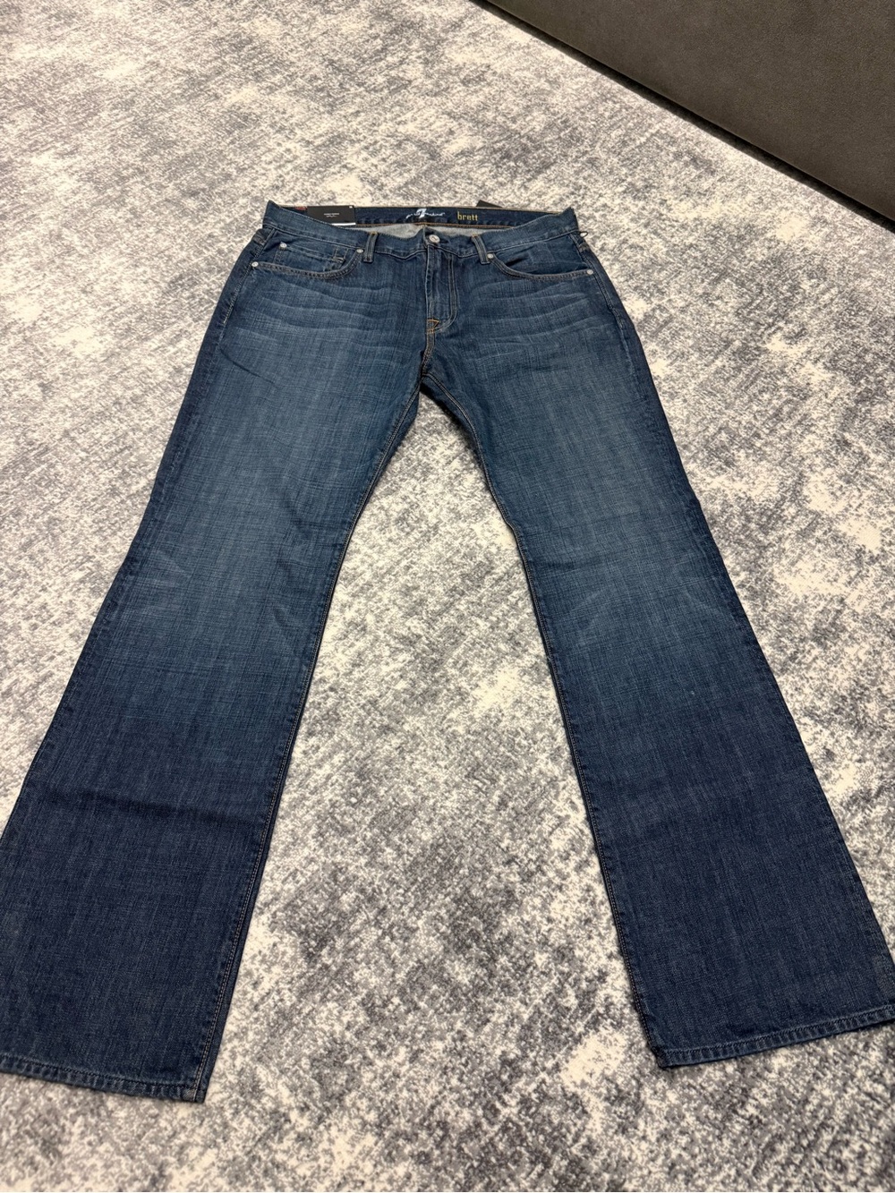 7 For All Mankind Men's Dark Blue Bootcut Jeans